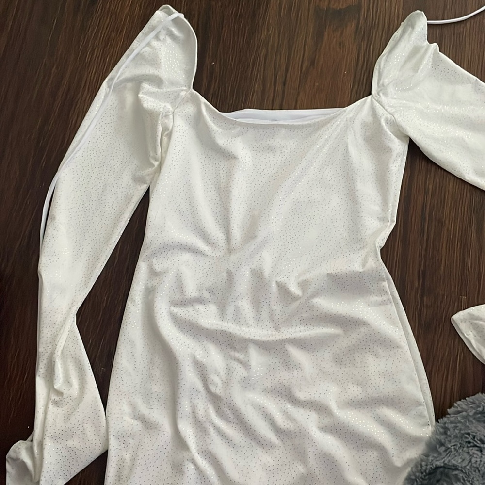 Lucy in the Sky LA mini dress with small gold dots, string tie for behind neck